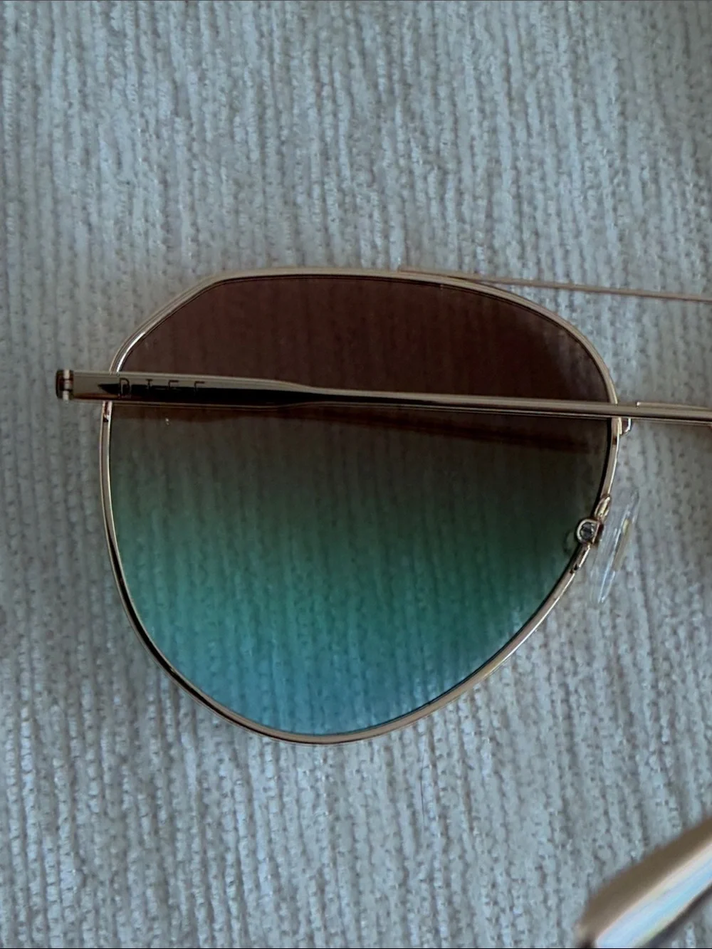 Diff Eyewear Gold Aviator Sunglasses with Blue Gradient Lenses